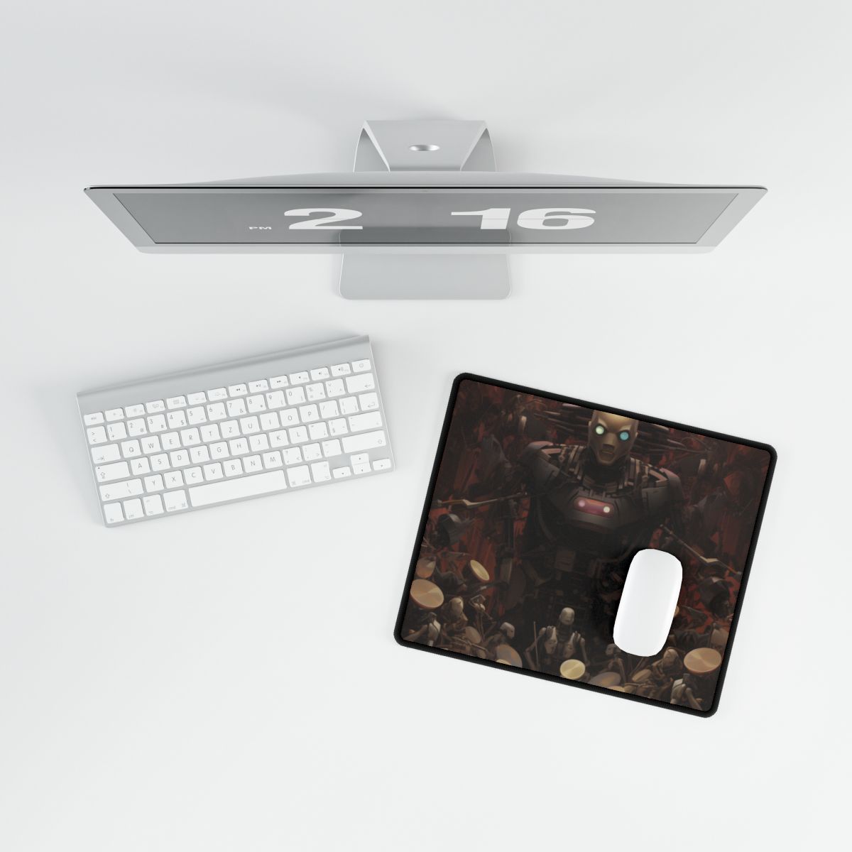 Robotic Orchestra: Mechanical Harmony Artwork - Desk Mat