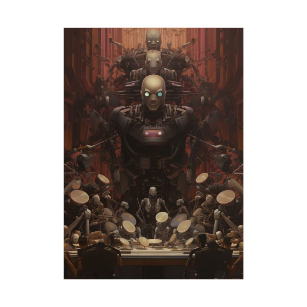 Robotic Orchestra: Mechanical Harmony Artwork - Poster