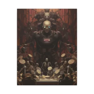Robots at a Long Table Canvas Print