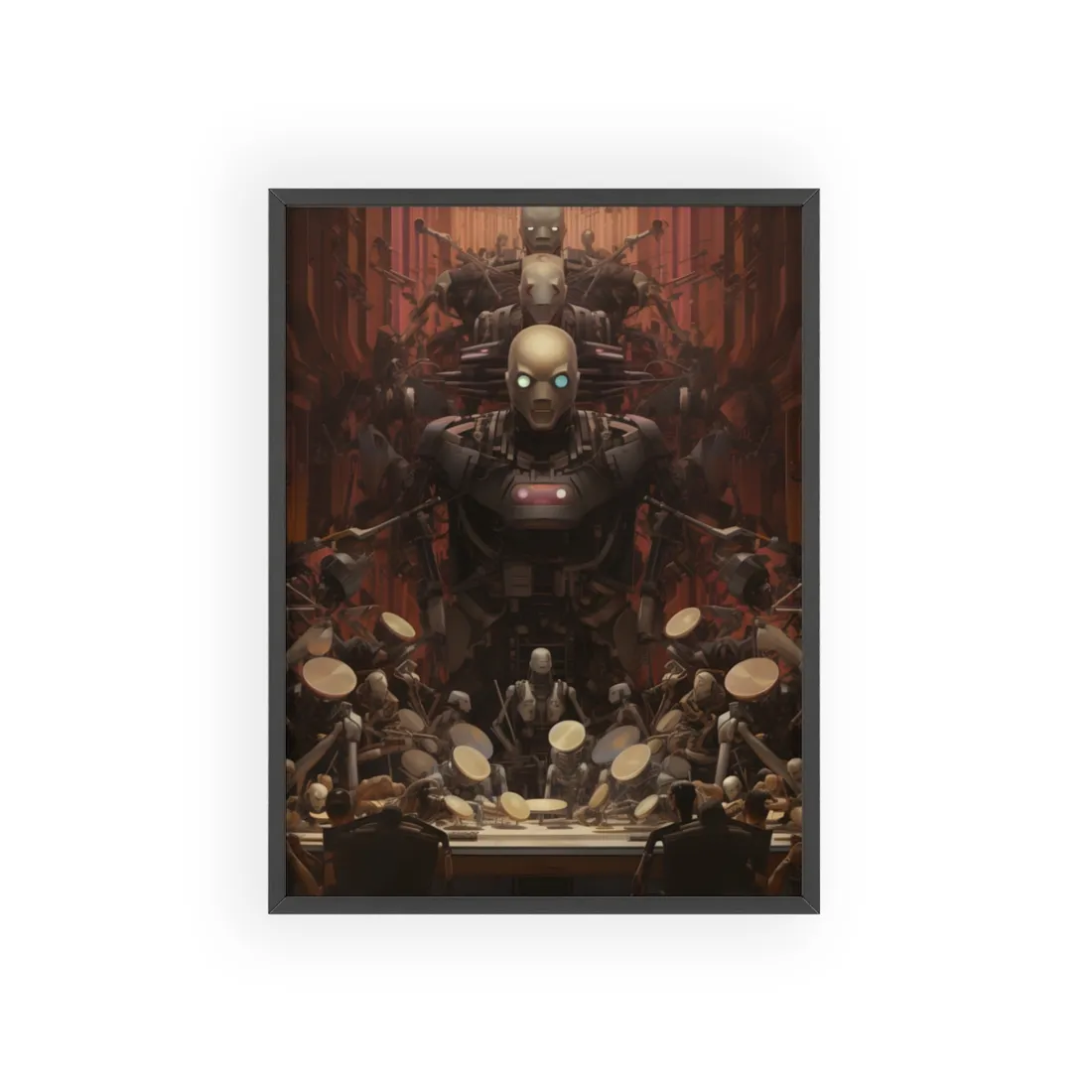 Robotic Orchestra: Mechanical Harmony - Framed Poster