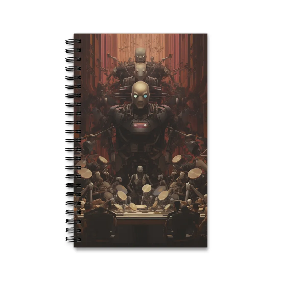 Robotic Orchestra: Mechanical Harmony - Spiral Notebook