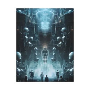 Sci-Fi Hall with Robots Canvas Print