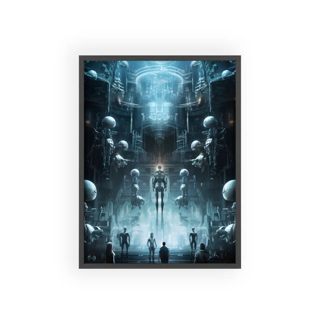 Robotic Orchestra: Minimalist Auditorium Scene - Framed Poster