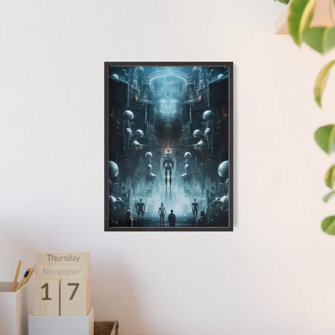 Robotic Orchestra: Minimalist Auditorium Scene - Framed Poster