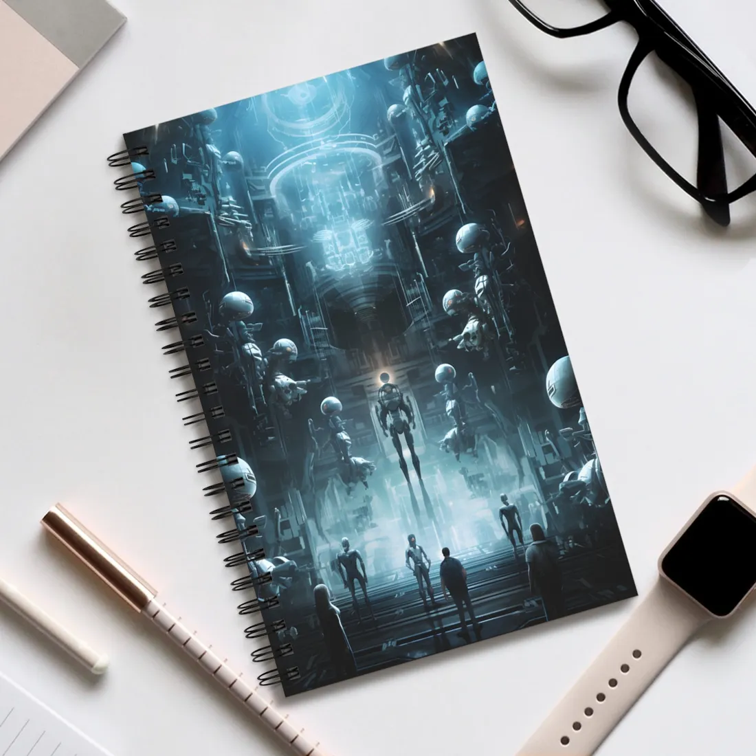 Robotic Orchestra: Minimalist Auditorium Scene - Spiral Notebook