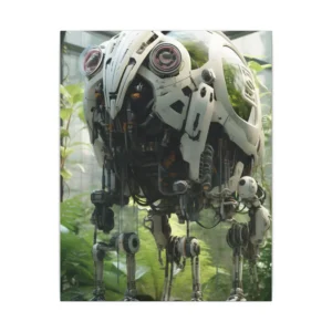 White Robot in Greenhouse Canvas Print