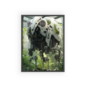 White Robot in Greenhouse Framed Poster