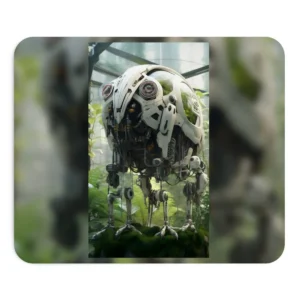 White Robot in Greenhouse Mouse Pad