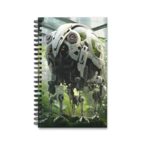 White Robot in Greenhouse Spiral Notebook