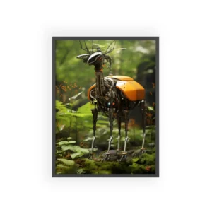 Robot in Forest Framed Poster