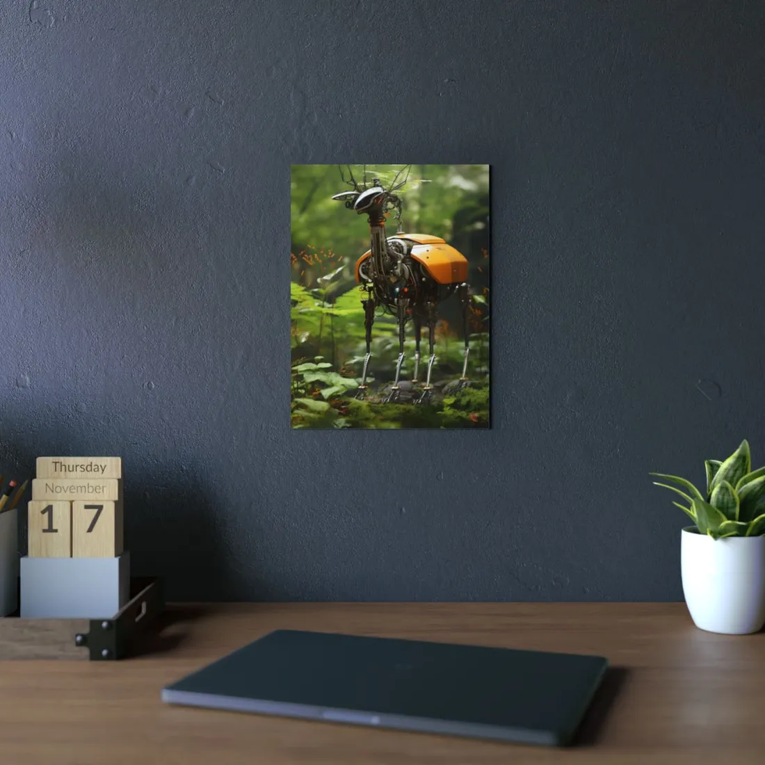 Robotic Wildlife Sanctuary: AI-Operated Animal Care - Metal Poster