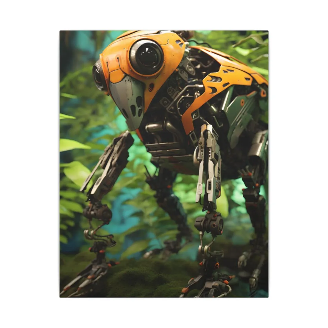 Robotic Wildlife Sanctuary: AI-Operated Guardian in Bloom - Canvas