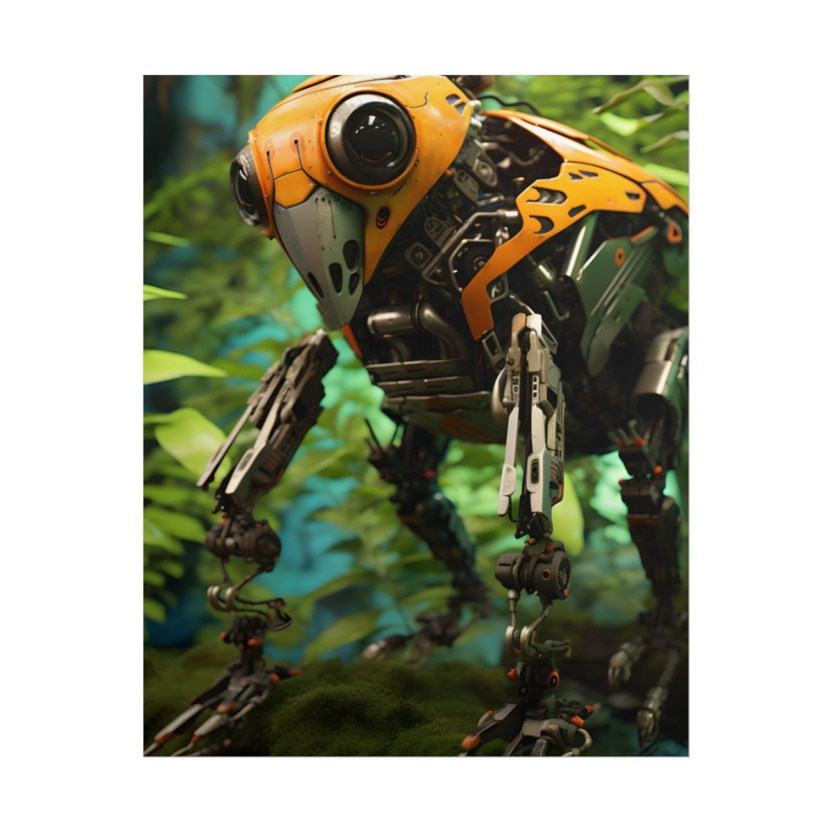 Robotic Wildlife Sanctuary: AI-Operated Guardian in Bloom - Poster