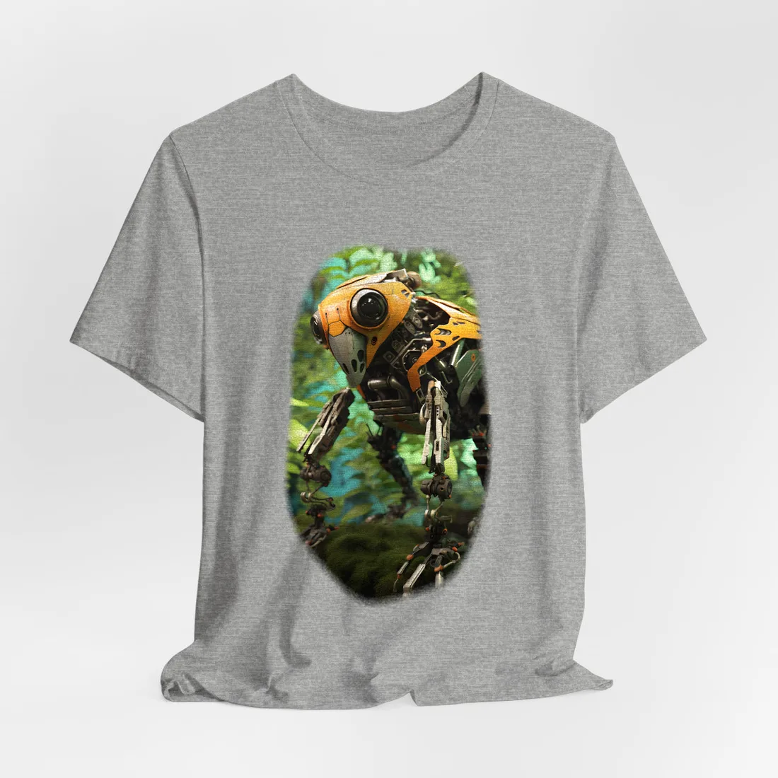 Robotic Wildlife Sanctuary: AI-Operated Guardian in Bloom - T-Shirt (Athletic Heather)