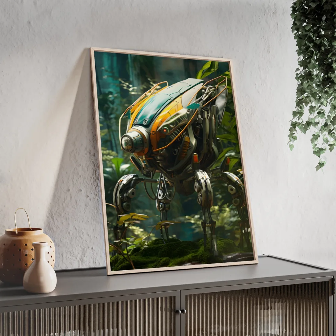 Robotic Wildlife Sanctuary: AI-Operated Guardians of Nature - Framed Poster