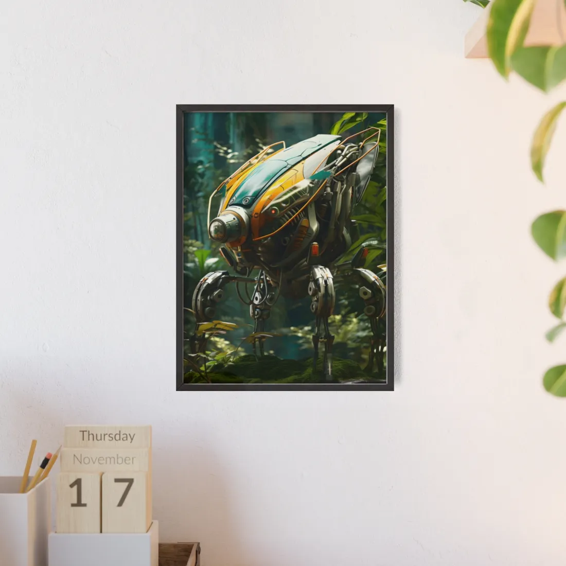 Robotic Wildlife Sanctuary: AI-Operated Guardians of Nature - Framed Poster