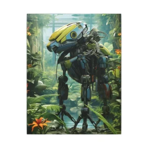 Robot in Tropical Jungle Canvas Print