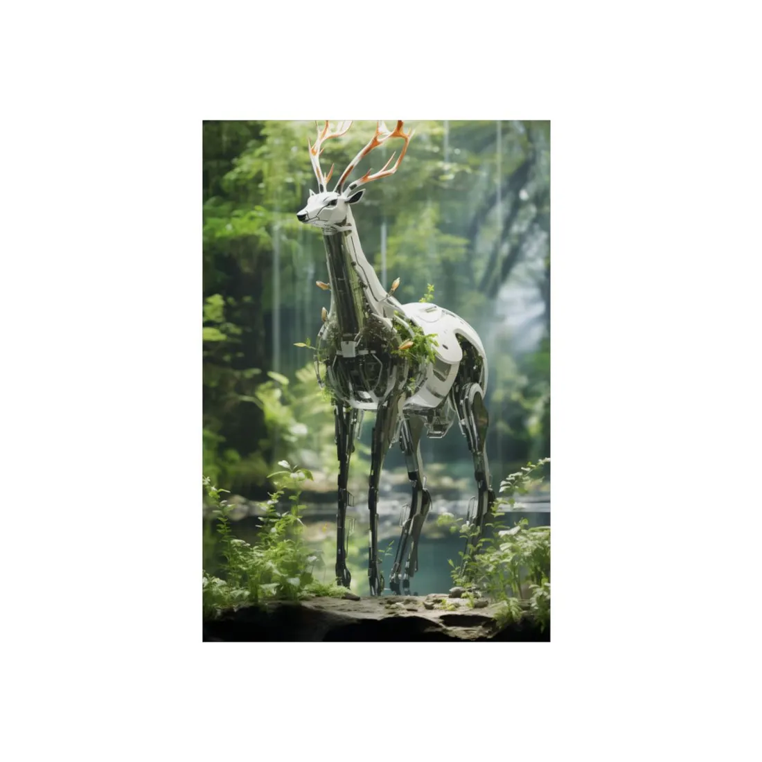 Robotic Wildlife Sanctuary: AI-Operated Haven for Animals - Metal Poster