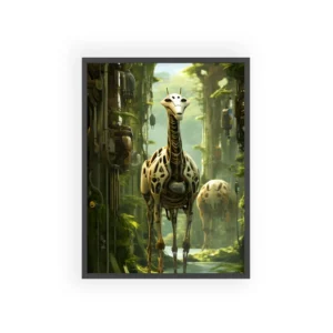 Robotic Giraffe in Forest Framed Poster