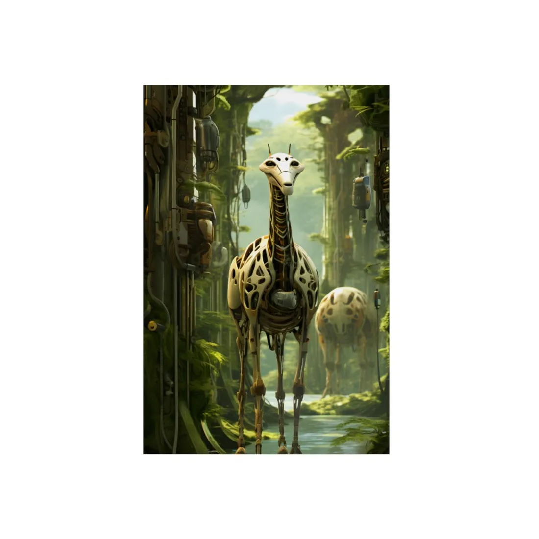 Robotic Wildlife Sanctuary: AI-Operated Haven for Sustainable Innovation - Metal Poster