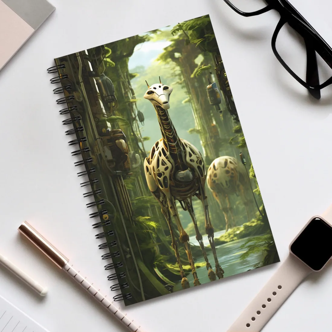 Robotic Wildlife Sanctuary: AI-Operated Haven for Sustainable Innovation - Spiral Notebook