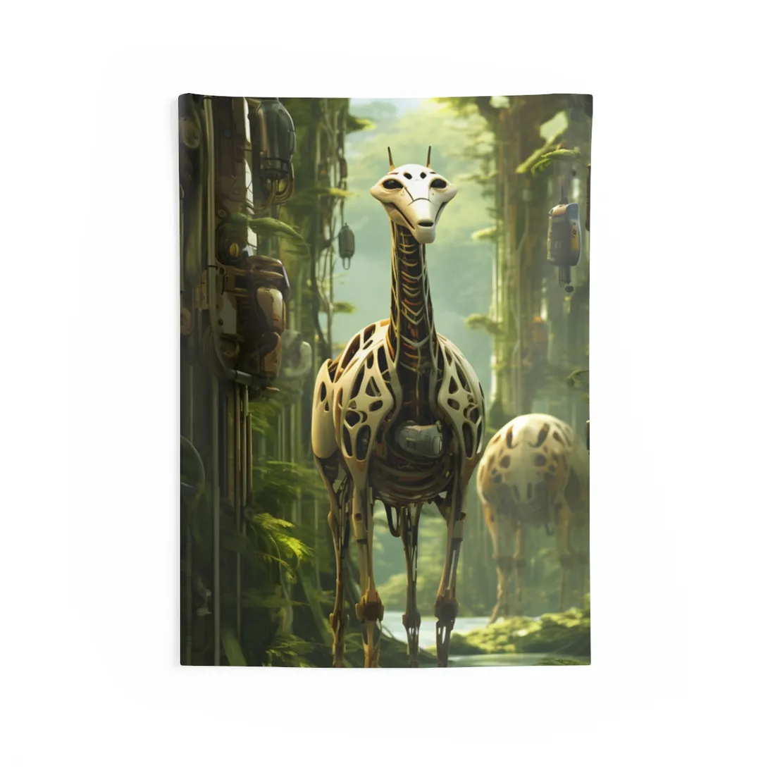 Robotic Wildlife Sanctuary: AI-Operated Haven for Sustainable Innovation - Wall Tapestry