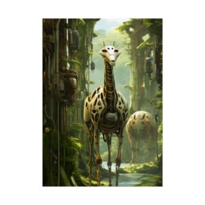 Robotic Giraffe in Forest Poster