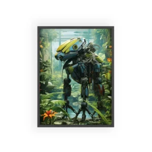 Robot in Tropical Jungle Framed Poster