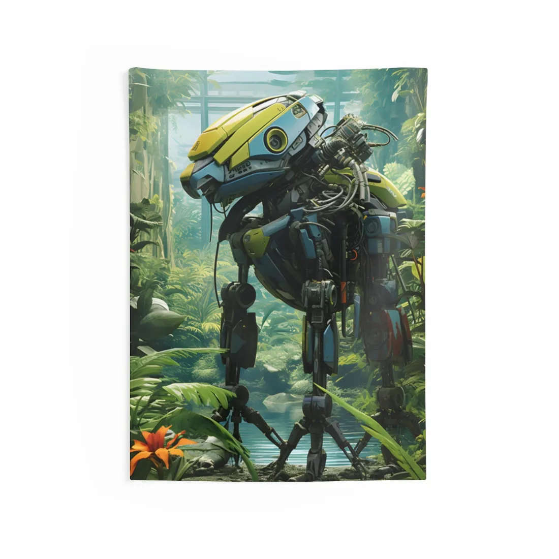 Robotic Wildlife Sanctuary: AI-Operated Haven - Wall Tapestry