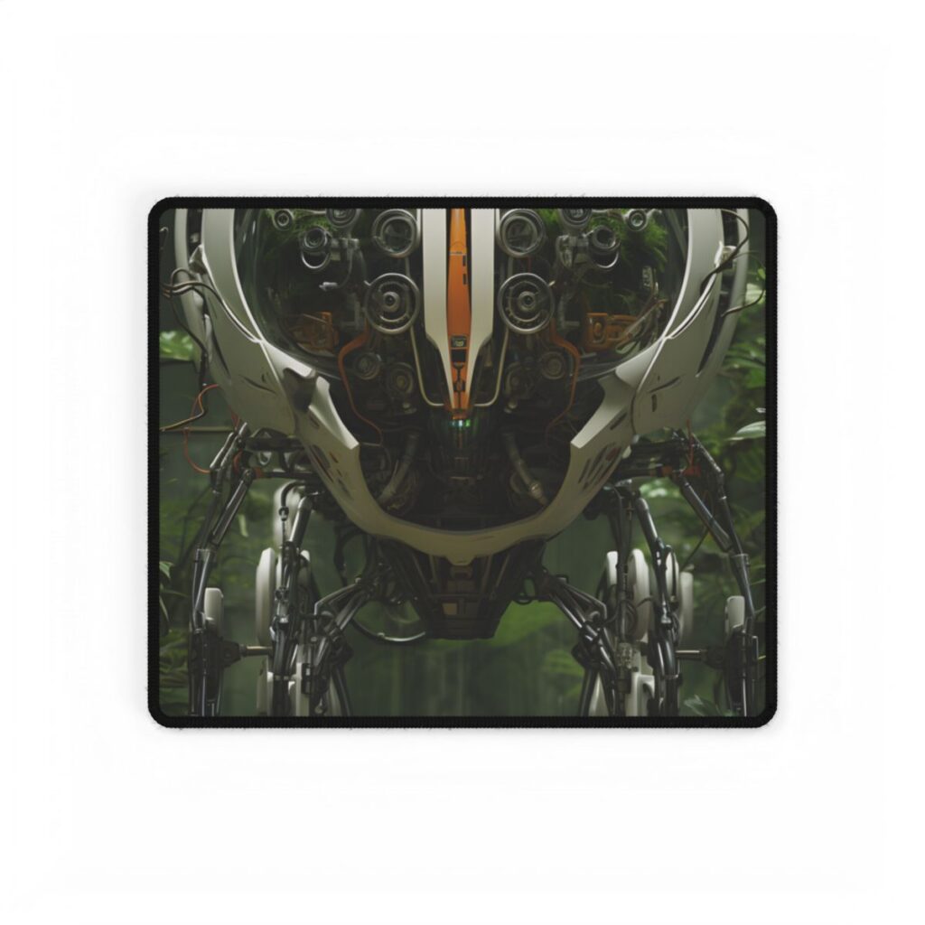 Robotic Wildlife Sanctuary: AI-Operated Nature Reserve Digital Art - Desk Mat