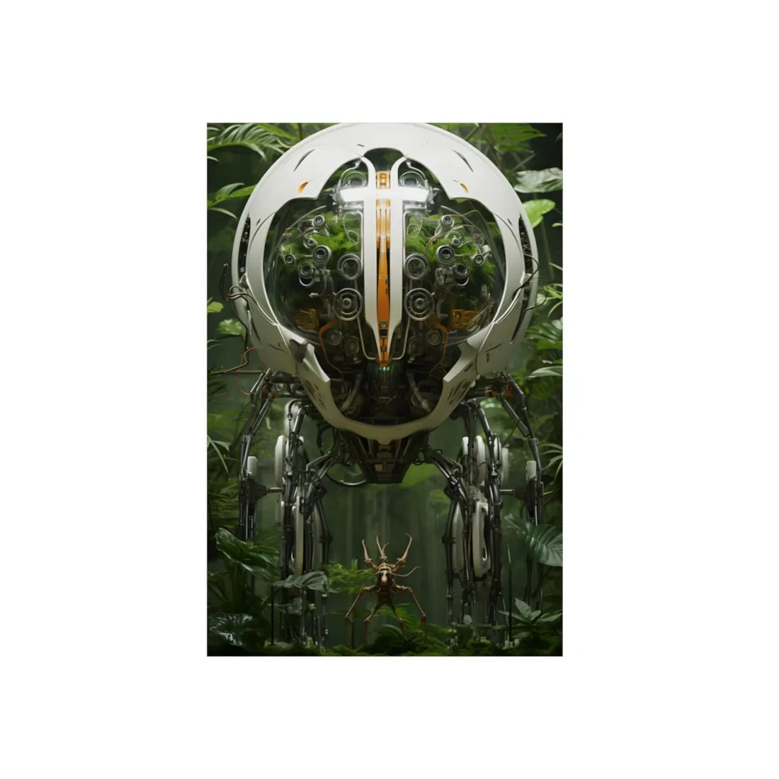 Robotic Wildlife Sanctuary: AI-Operated Nature Reserve Digital Art - Metal Poster