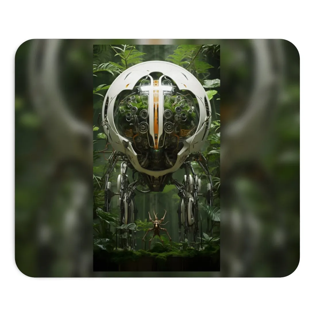 Robotic Wildlife Sanctuary: AI-Operated Nature Reserve Digital Art - Mouse Pad
