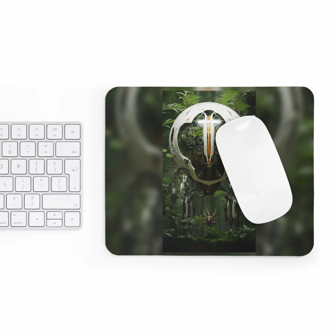 Robotic Wildlife Sanctuary: AI-Operated Nature Reserve Digital Art - Mouse Pad