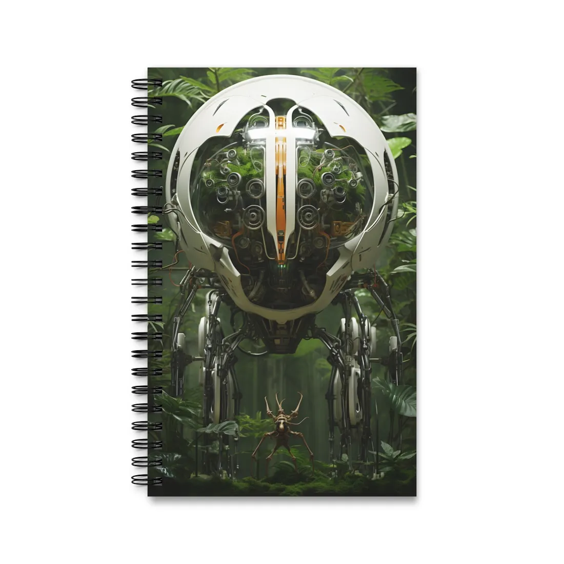 Robotic Wildlife Sanctuary: AI-Operated Nature Reserve Digital Art - Spiral Notebook