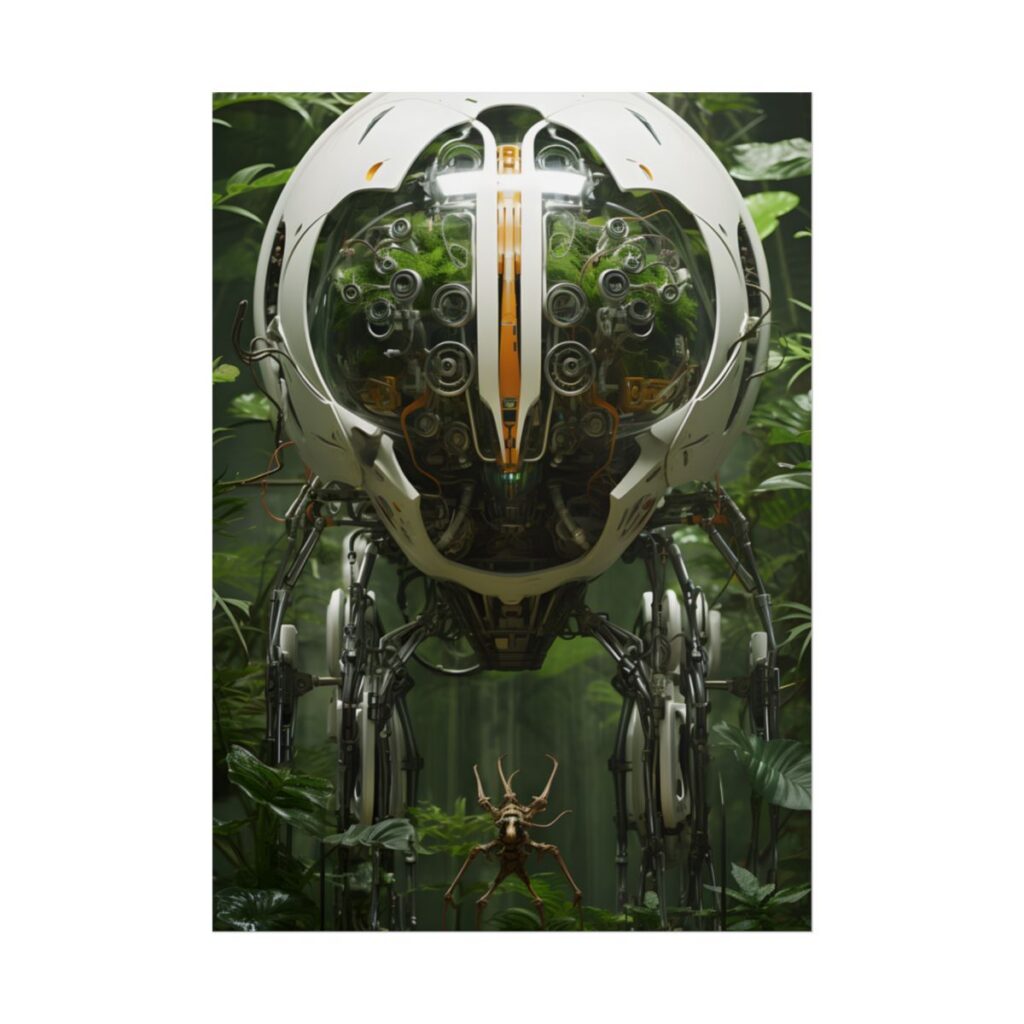 Robotic Wildlife Sanctuary: AI-Operated Nature Reserve Digital Art - Poster