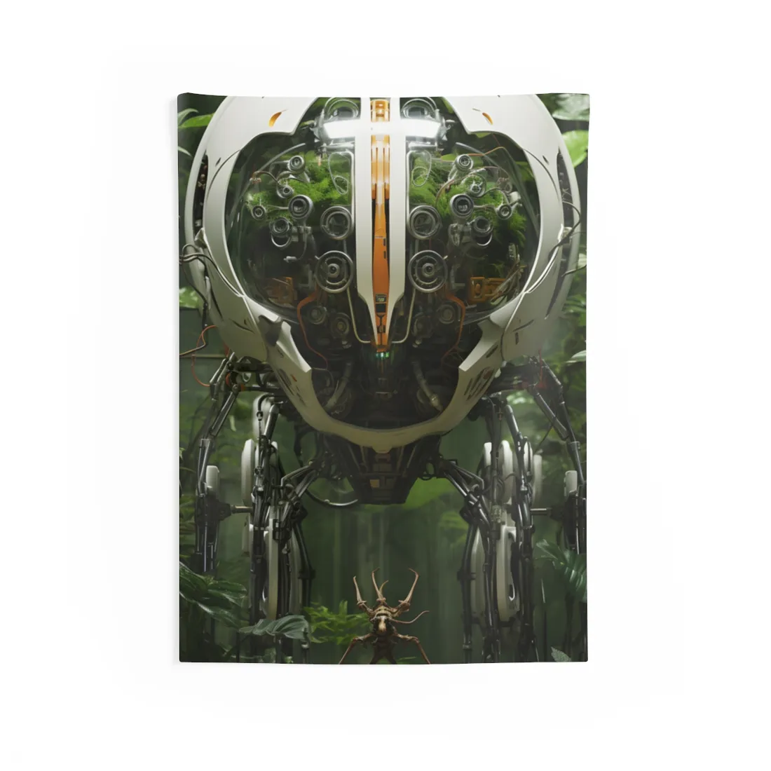 Robotic Wildlife Sanctuary: AI-Operated Nature Reserve Digital Art - Wall Tapestry