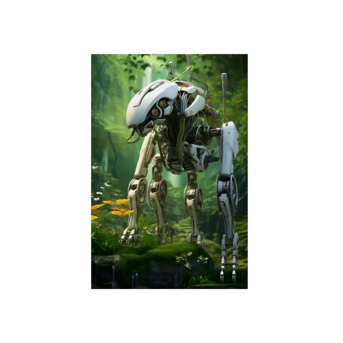 Robotic Wildlife Sanctuary: AI-Operated Oasis - Metal Poster