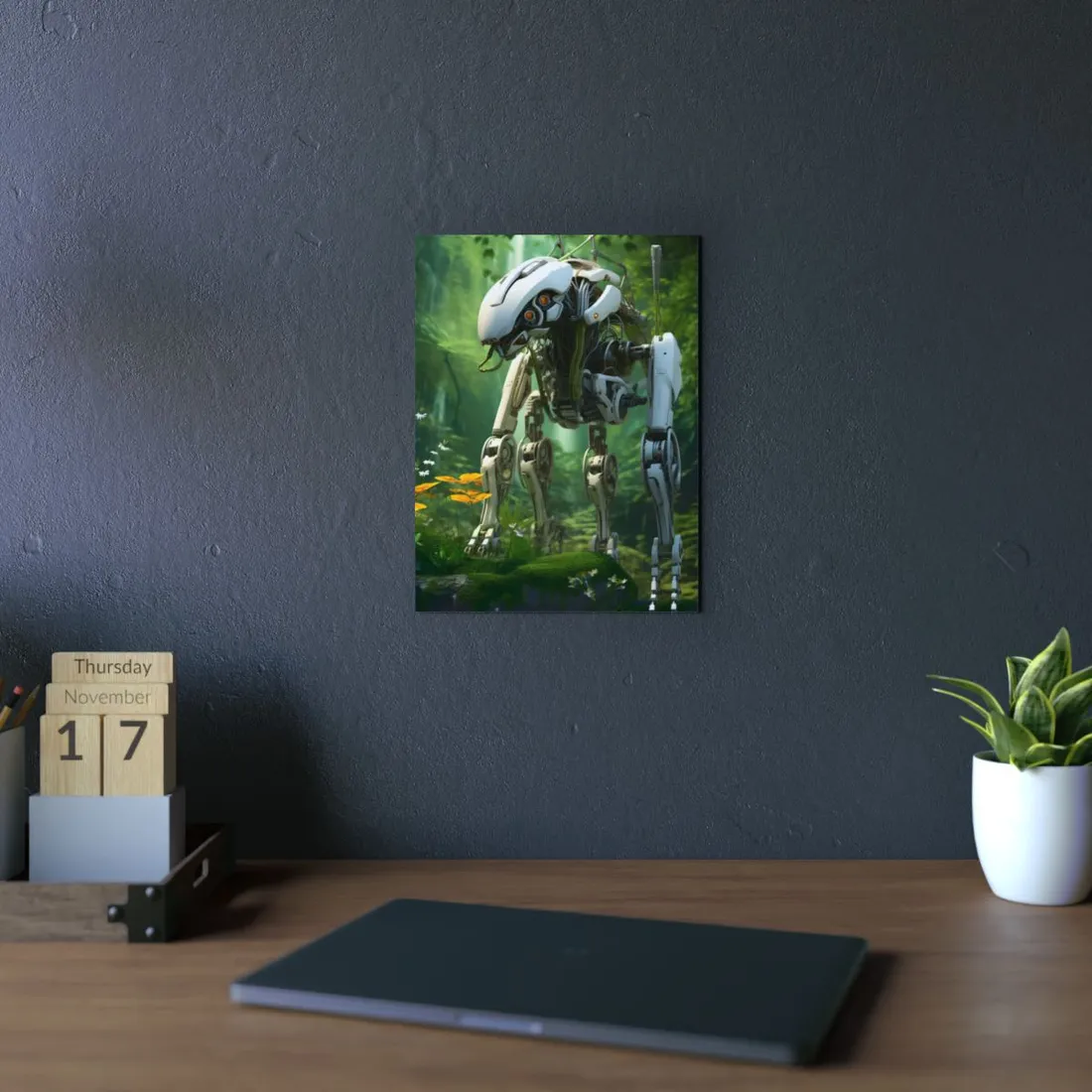 Robotic Wildlife Sanctuary: AI-Operated Oasis - Metal Poster