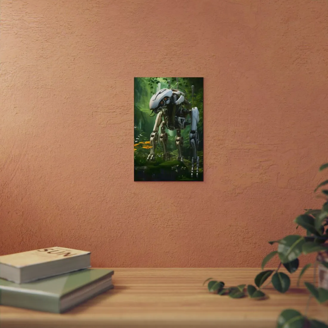 Robotic Wildlife Sanctuary: AI-Operated Oasis - Metal Poster