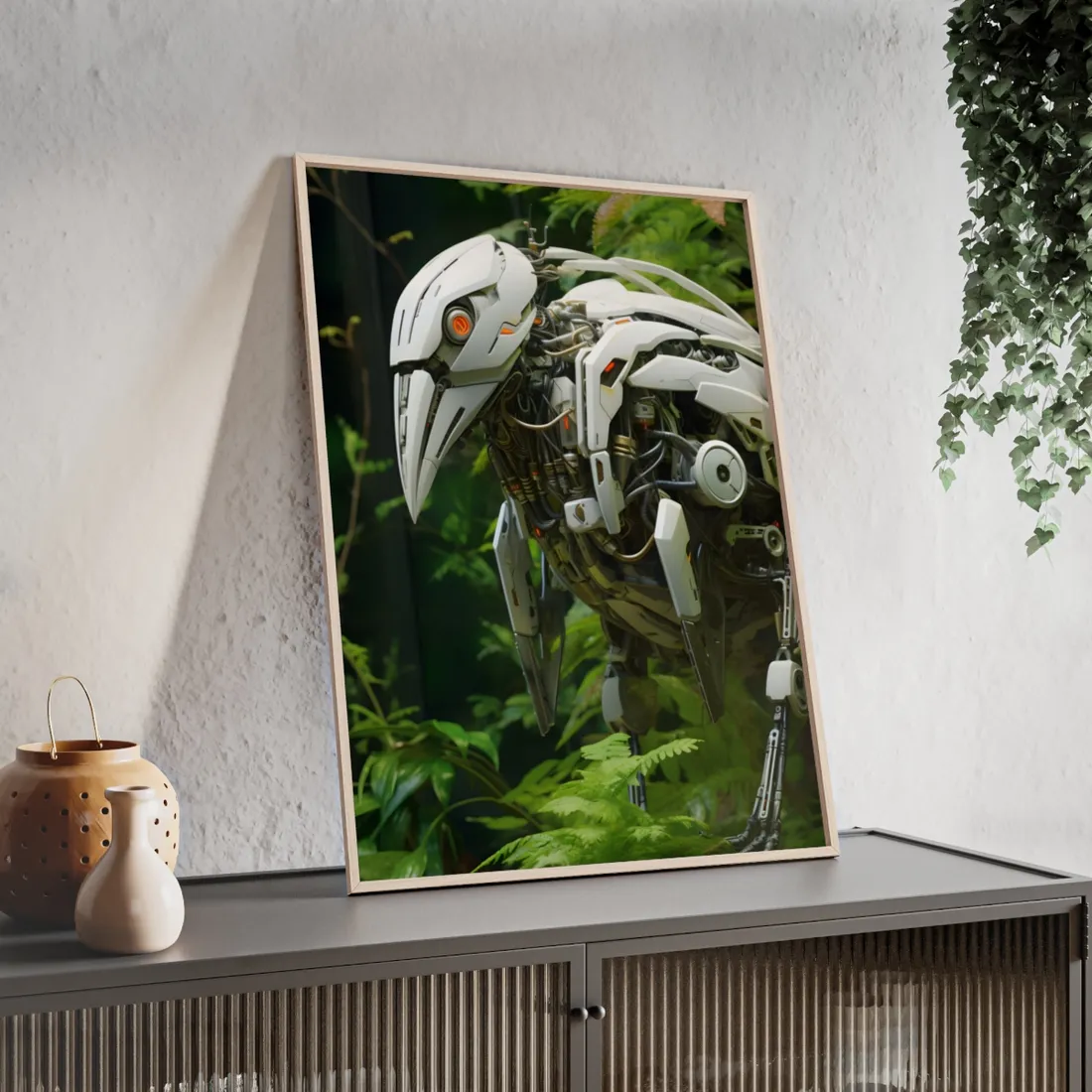 Robotic Wildlife Sanctuary: AI-Powered Conservation - Framed Poster