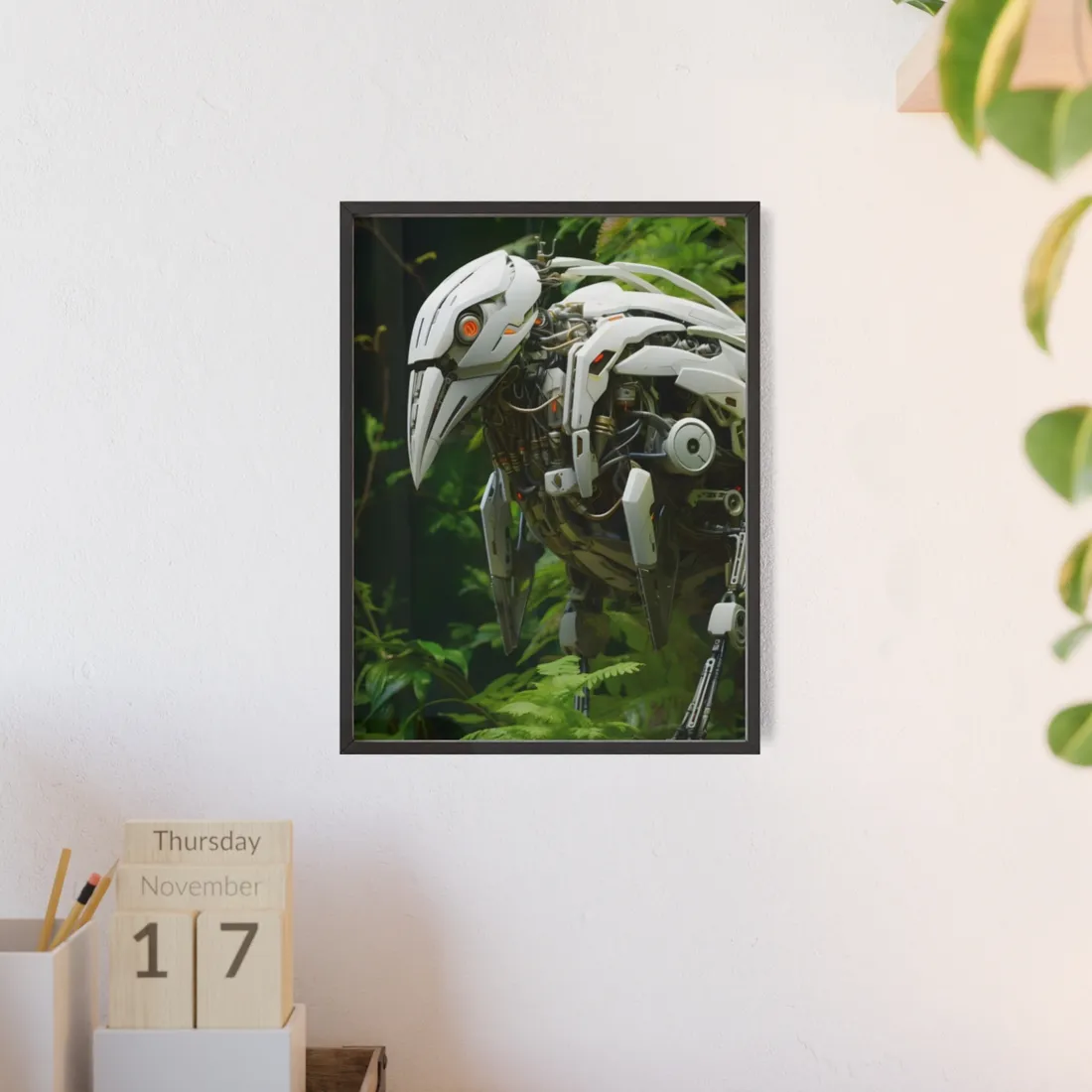 Robotic Wildlife Sanctuary: AI-Powered Conservation - Framed Poster