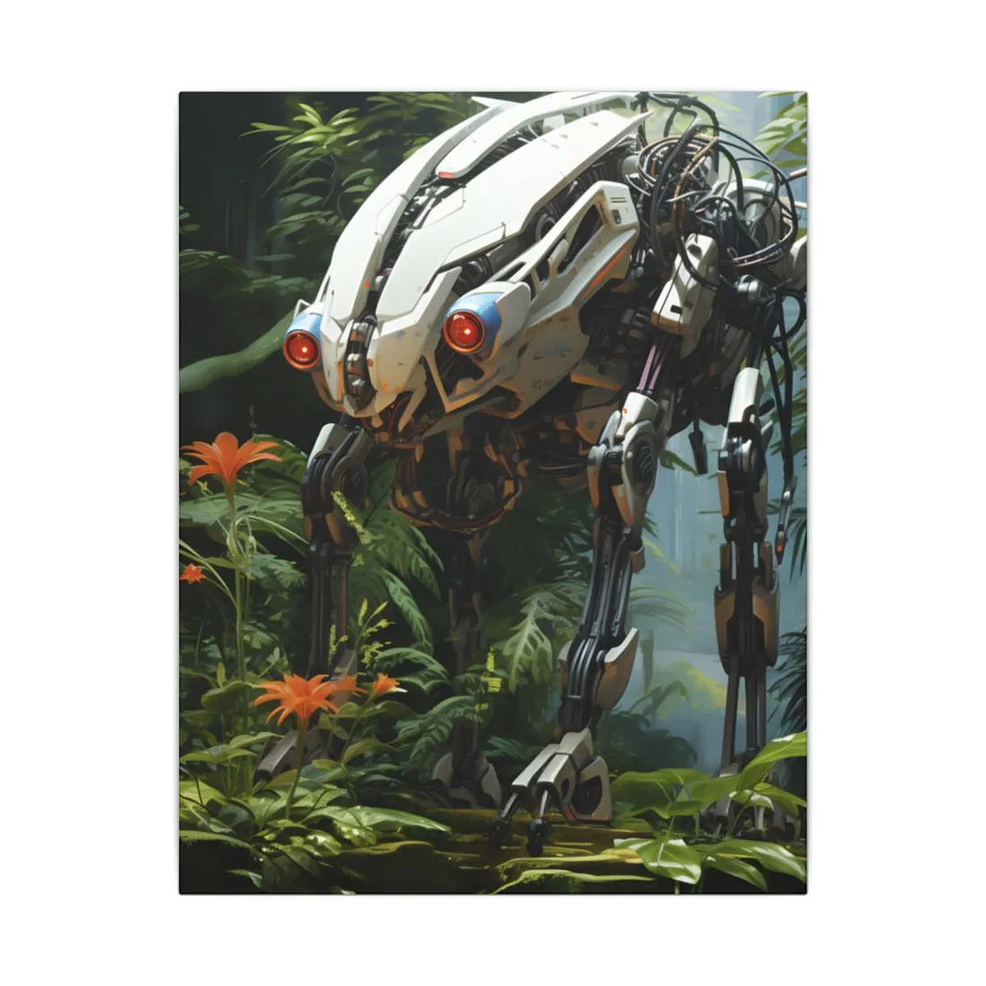 Robotic Wildlife Sanctuary: Harmony in Nature - Canvas