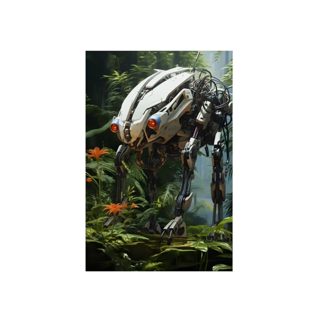Robotic Wildlife Sanctuary: Harmony in Nature - Metal Poster
