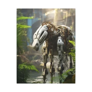 White Robot in Jungle Canvas Print