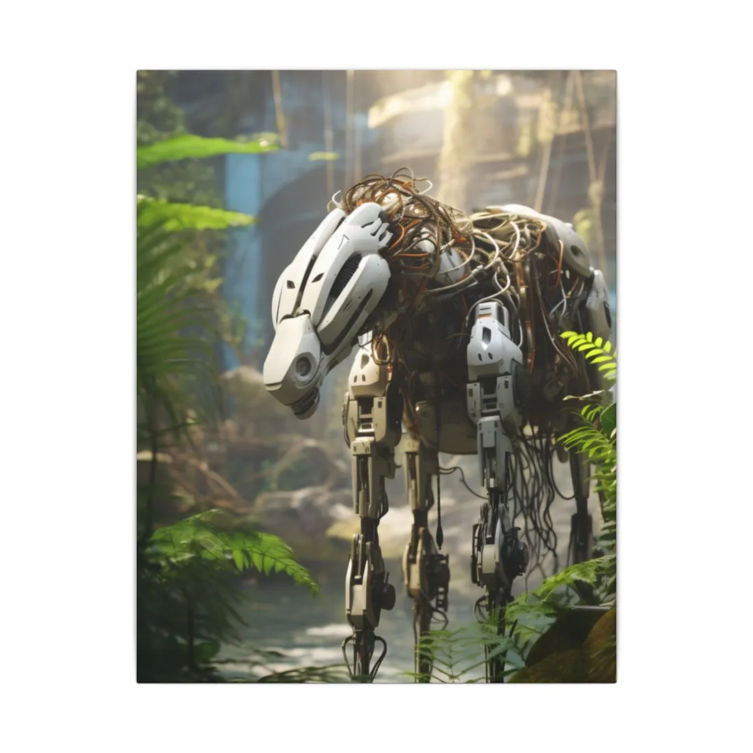 Robotic Wildlife Sanctuary: Harmony of Nature and AI Digital Art - Canvas