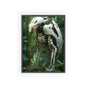 White Bird Robot Creature Framed Poster
