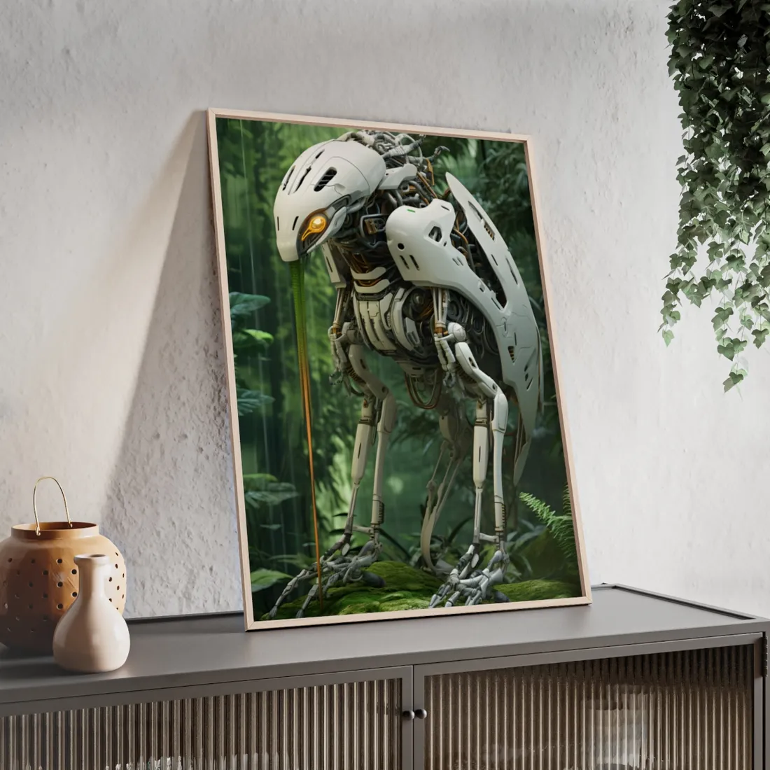 Robotic Wildlife Sanctuary: Six-Legged Creature Oasis - Framed Poster