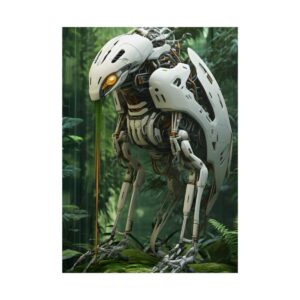 White Bird Robot Creature Poster