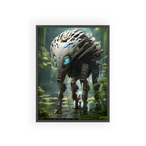 Robotic Creature in Forest Framed Poster