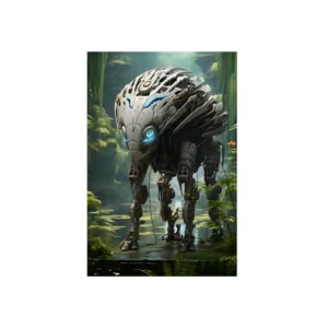 Robotic Creature in Forest Metal Poster